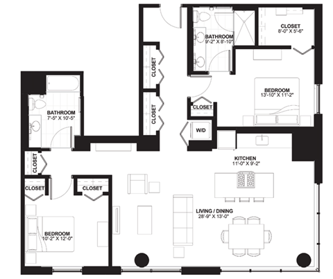 2 Bedroom 2 bath apartment in Streeterville